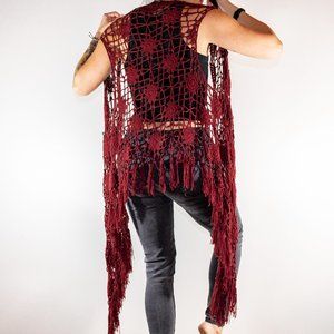 Floral Crochet Sleeveless Cardigan